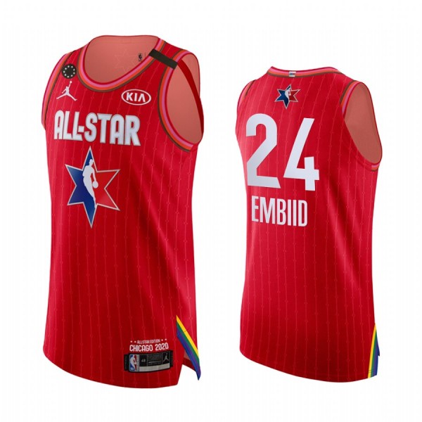 NBA Philadelphia 76ers Trikot Joel Embiid 24 2020 All-Star Jordan Brand Kobe Forever Rot Swingman - Herren